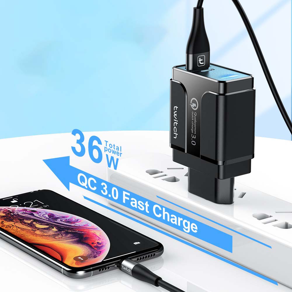 Củ Sạc Nhanh 36W USB 4.0 3.0 PD Có Đèn LED Báo Hiệu Cho Điện Thoại