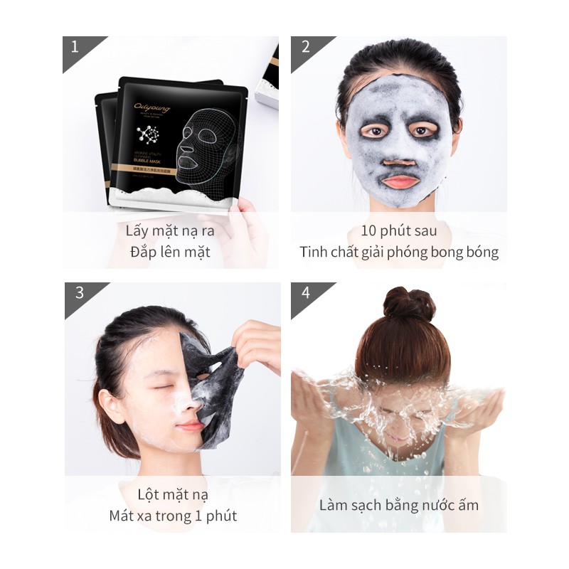 Oilyoung Face Bubble Mask Facial Deep Clean Black Charcold Detoxifying Moisturizing Sheet Mask 10pcs