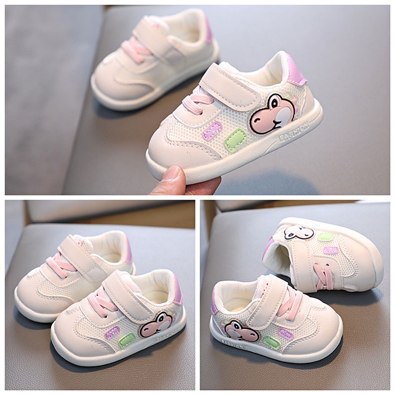 SUGE Giày Sneaker Phối Lưới Thoáng Khí Đế Mềm Chống Trượt Màu Trắng Thời Trang Cho Bé Trai Và Gái