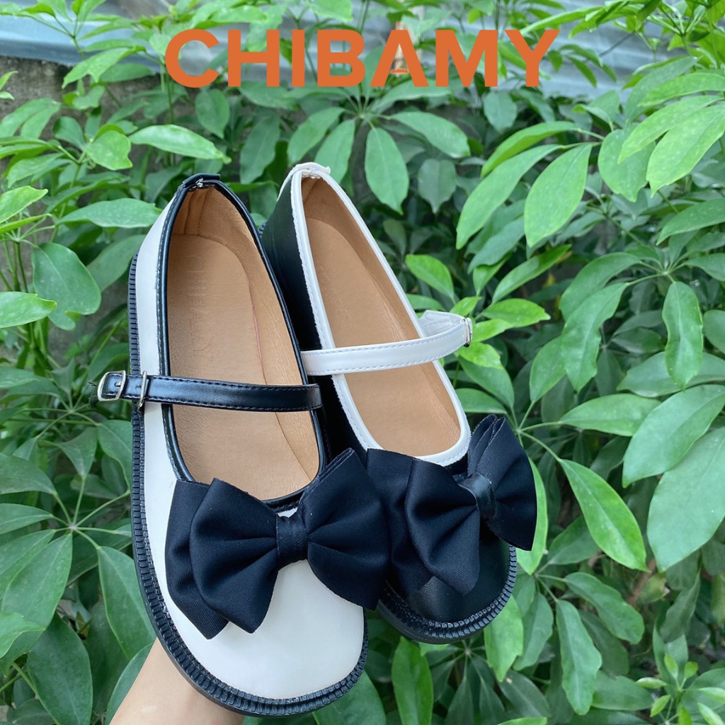 Giày búp bê nữ đính NƠ vải đế bằng 3cm, chất da mềm phong cách cổ điển
