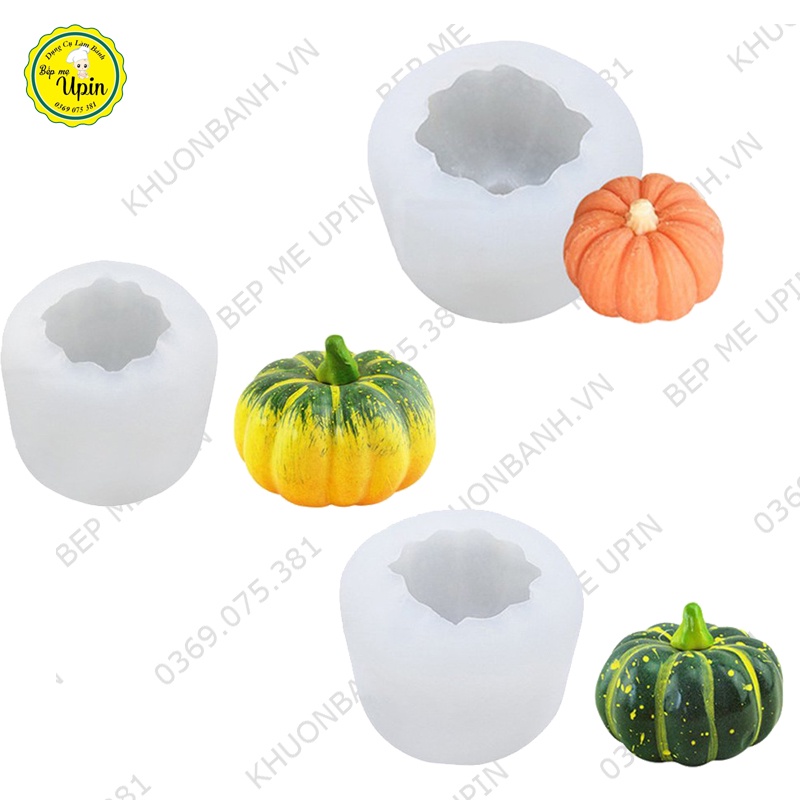 Khuôn silicon hình quả bí ngô làm bánh khuôn nến trang trí Halloween
