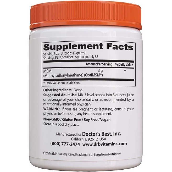 Bột MSM Doctor's Best MSM Powder with OptiMSM 250g