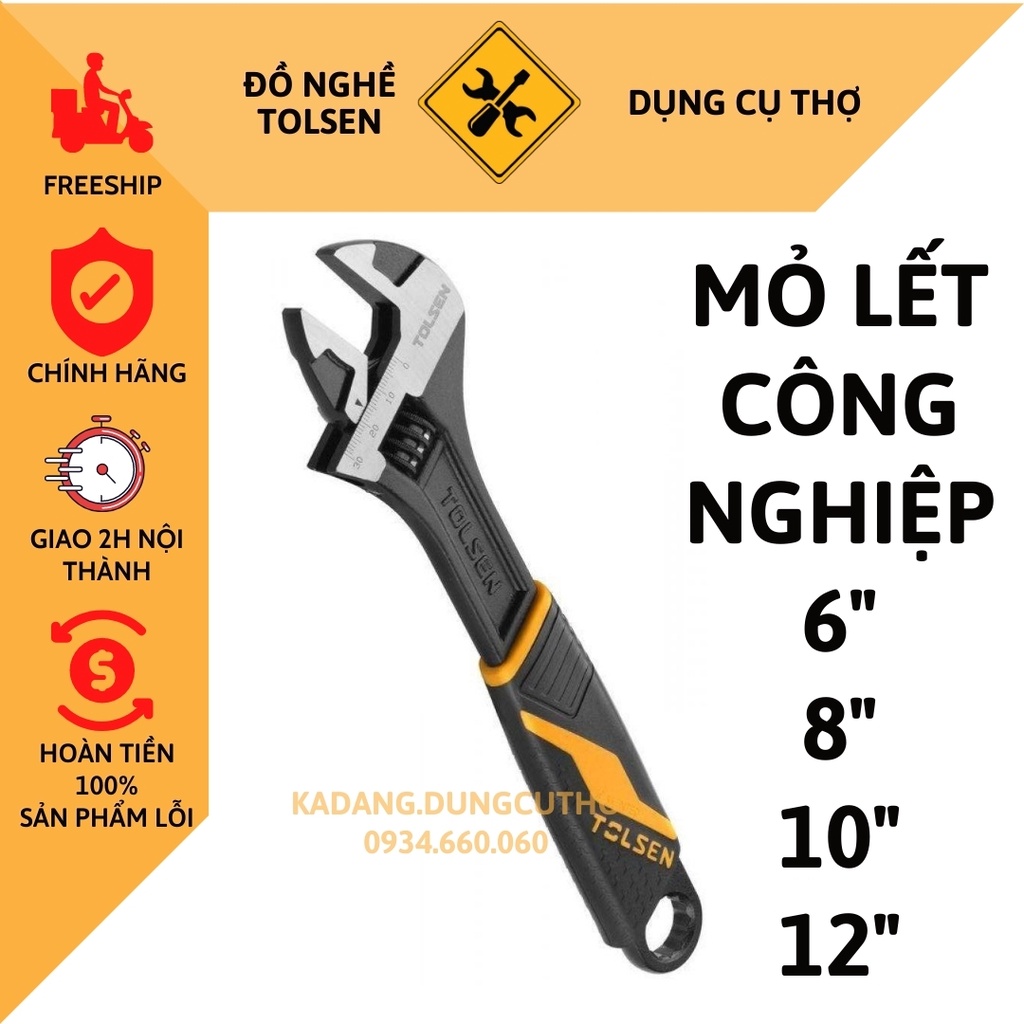 Mỏ lết công nghệp đa năng cán nhựa đen thép crv tolsen 15308/ 15309/ 15310