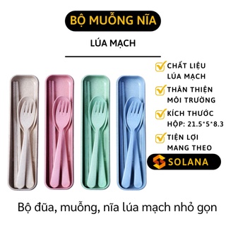 [GIÁ SỈ] Bộ Đũa Muỗng - Bộ Muỗng, Đũa, Nĩa Lúa Mạch Có Hộp Đựng, Thân Thiện Môi Trường 6846