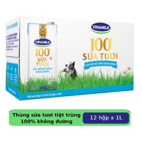 Thùng 12 hộp 1 LÍT Sữa tươi tiệt trùng Vinamilk (1L x 12H)