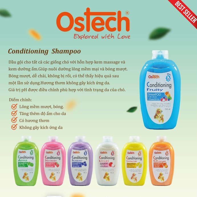 DẦU TĂM CHO CHÓ OSTECH CONDITIONING 750ML - Chính Hãng