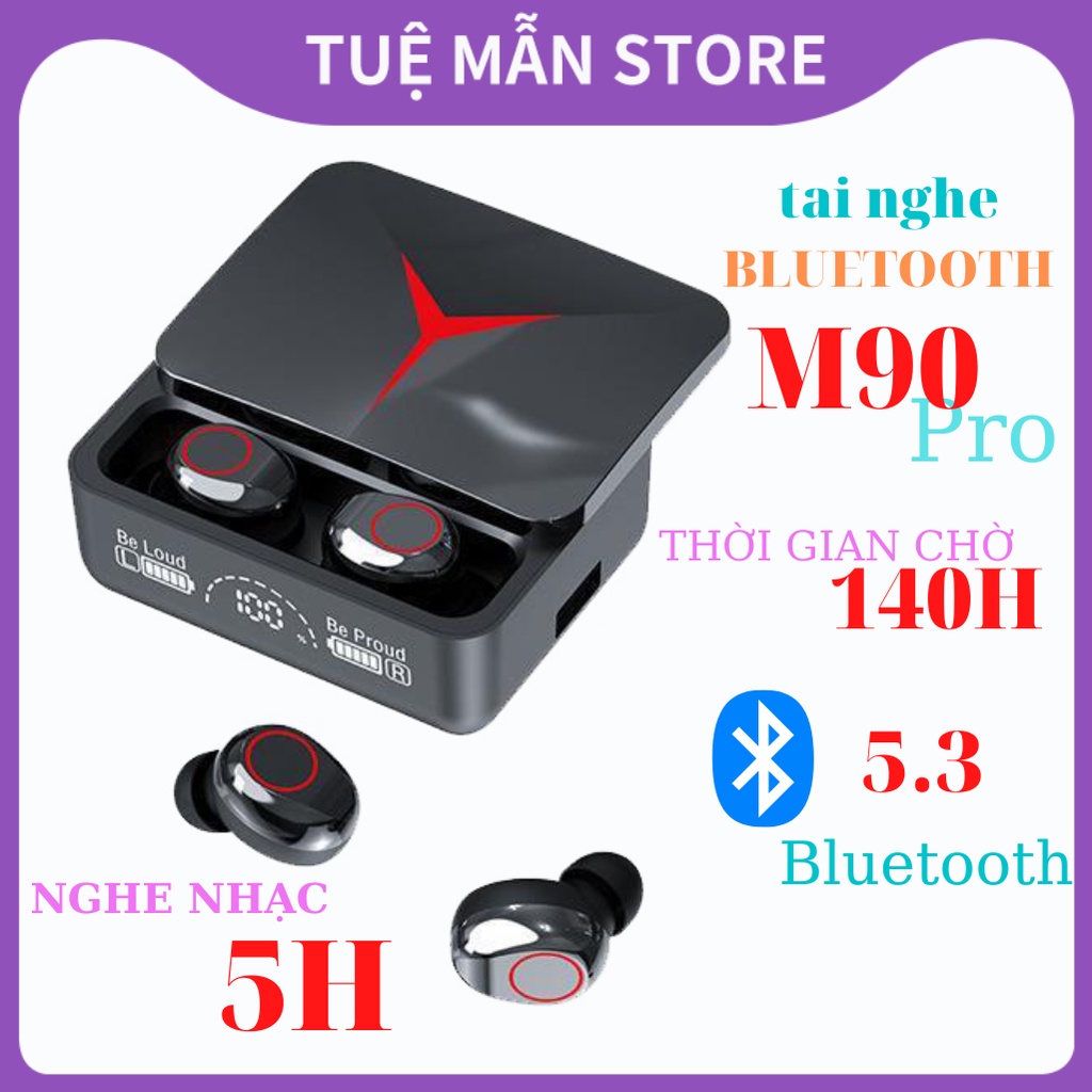 Tai Nghe Không Dây M90 Pro Tueman Bluetooth 5.3 Âm Bass Cực To Chống Ồn Chống Nước Siêu Ngầu