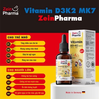 Vitamin D3 K2 MK7 ZeinPharma Đức - Vitamin D3K2 Hỗ Trợ Hấp Thụ Canxi Tăng Chiều Cao Cho Mọi Lứa Tuổi, Hàng Đức