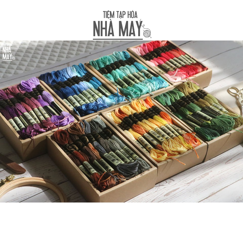 Combo chỉ thêu Airo 7 tông màu (tặng set chỉ loang)