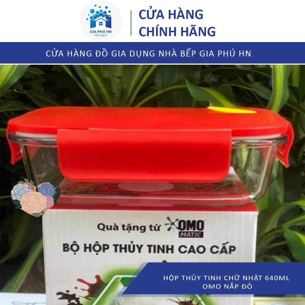 Hộp Thủy Tinh Luminarc Chữ Nhật 640ml, Hàng KM Omo, Hộp Thuỷ Tinh Giày Dăn Giữ Nhiệt Tốt