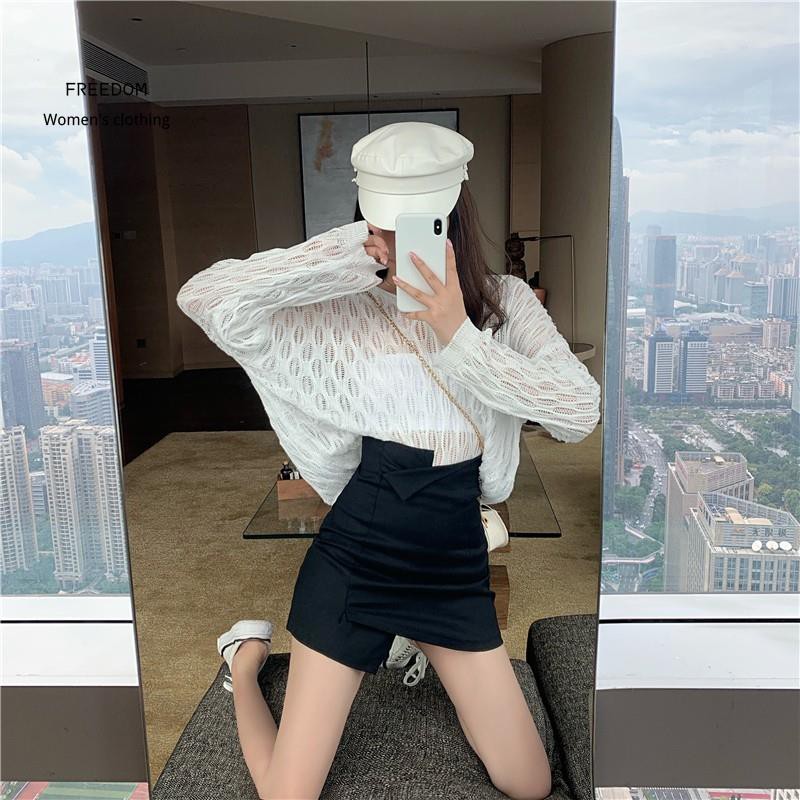 FREEDOM  Chân mini ôm lấy lưng cao không đối xứng với phong cách thời trang Hàn Quốc cho nữ
