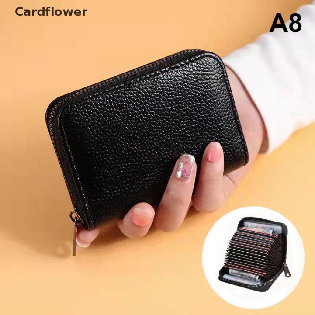 &lt; Cardflower &gt; Ví Đựng Thẻ Tín Dụng Thẻ Tín Dụng Có Dây Kéo Sức Chứa Lớn Dompet Penyekat RFID Đang Giảm Giá