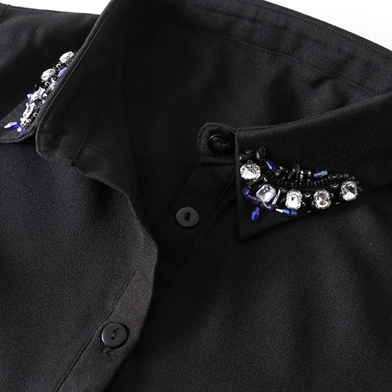 Cổ Áo Sơ Mi Đính Hạt Pha Lê Giả Nhiều Màu Phong Cách Retro Dành Cho Nữ