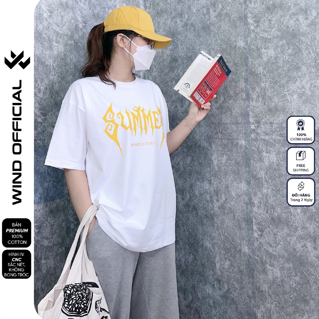 Áo thun tay lỡ form rộng WIND phông unisex 65% cotton Summer nam nữ oversize ulzzang