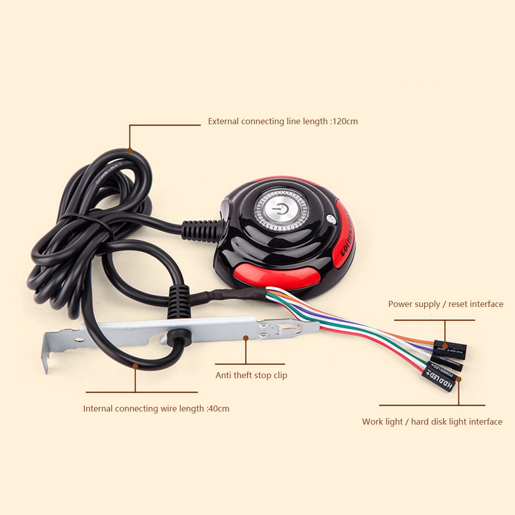Desktop PC Computer Case Power Supply on/off Reset Round Big Button Switch with 1 6m Cable【Huiteni】