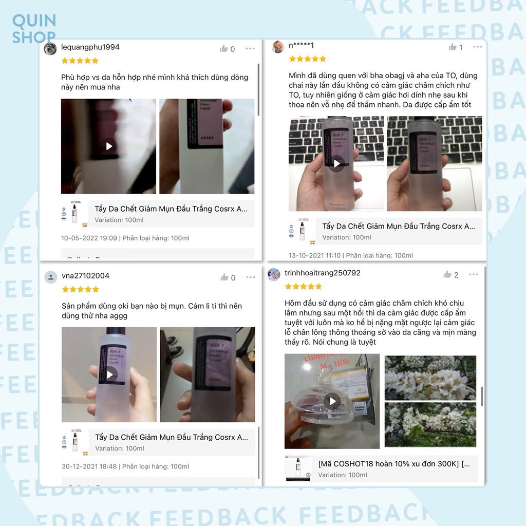 Tẩy Da Chết Giảm Mụn, Làm Sáng Da Cosrx AHA 7 Whitehead Power Liquid