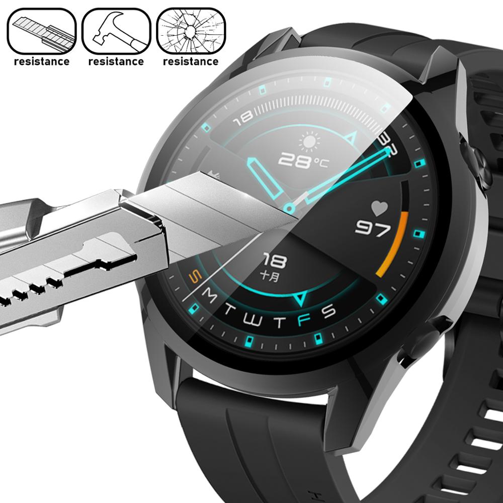 Ốp Lưng Pc + Kính Cường Lực Bảo Vệ 2 Trong 1 Cho Huawei Watch Gt 2 46mm 42mm