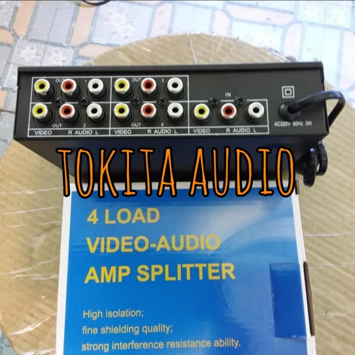 Bộ chia âm thanh Video mới Av Amp 4 Load 3 Rca 1 vào 4 đầu ra