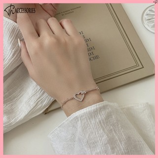 Vòng tay, lắc tay nữ mix charm trái tim, đá lấp lánh phong cách vintage vt004