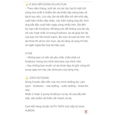 ALBION- ECLAFUTUR mẫu thử 0.6ml Tinh chất nuôi dưỡng tế bào