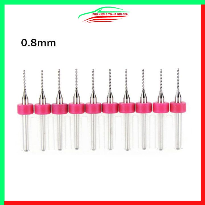 Hộp 10 mũi khoan CNC cao cấp độ chính xác cao đường kính mũi 0.8mm
