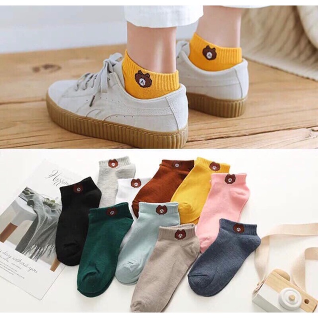 Tất gấu / tất cổ ngắn Brown cho nữ / hàng loại 1 siêu đẹp (ảnh thật)