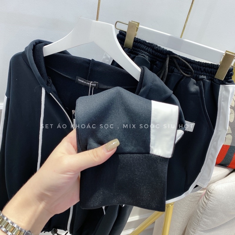 [ 𝐅𝐑𝐄𝐄 𝐒𝐇𝐈𝐏 ]  SÉT BỘ THỂ THAO PHỐI SỌC, CHẤT LIỆU DA CÁ CÓ DƯ Ạ