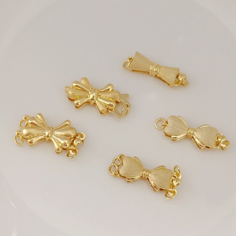 Khóa Cài Thắt Nơ Một Hàng Màu Vàng Đồng 14K Dùng Làm Trang Sức Thủ Công