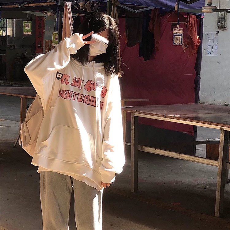 Áo Hoodie In Chữ Dáng Rộng Dễ Phối Đồ