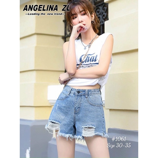 Quần Short Jean Nữ Lưng Cao Rách Kiểu Phong Cách Bigsize 56kg Đến 80kg Ms1061