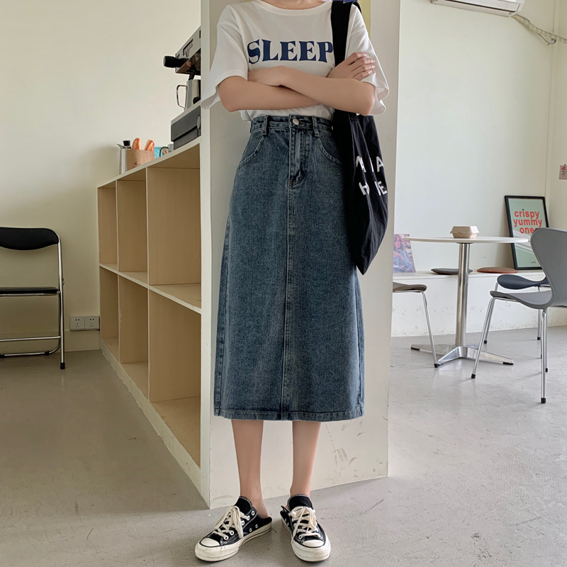 Chân Váy Denim XIAOZHAINV Dáng Chữ A Xẻ Tà Phong Cách Ulzzang Hàn Quốc Dễ Phối Đồ | BigBuy360 - bigbuy360.vn