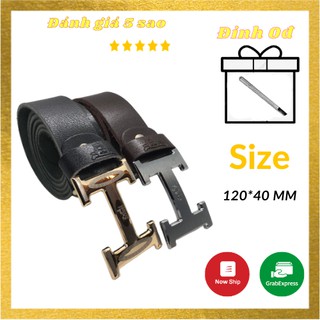 Thắt Lưng nam, Dây Nịt nam mặt khóa chữ H kim loại đúc, dây da bò nguyên miếng mạnh mẽ, chắc chắn, nam tính