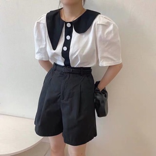 [SALE] Áo tay bồng tím cổ lệch.