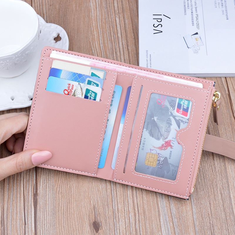 Ví nữ mini ví đựng thẻ dây rút khóa nhiều ngăn cao cấp