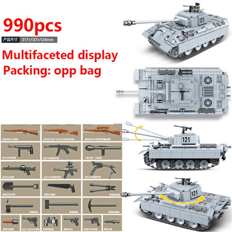 Đồ chơi Lắp ghép Mô hình Xe Tank  World War II Military Tank WW2 Model Panther Tank 121 100064 xe tăng