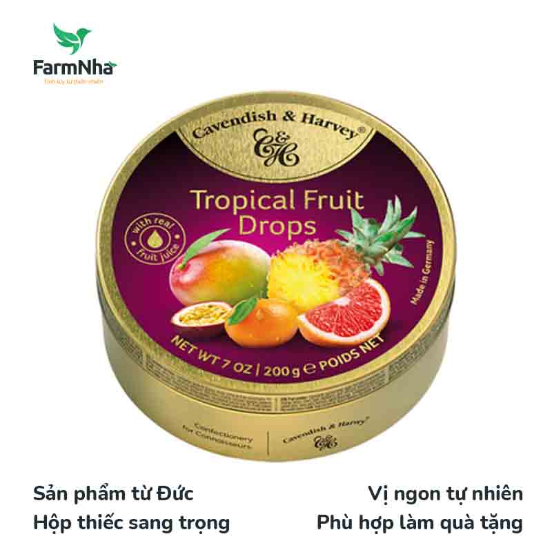 Kẹo Trái Cây Cavendish & Harvey Vị TROPICAL FRUIT Hộp 200gr - Hàng Chính Hãng