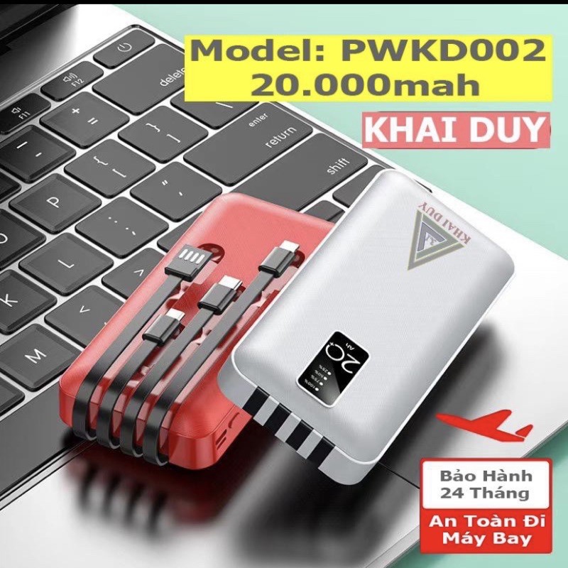 ✅BAO GIÁ THỊ TRƯỜNG ✅Pin Sạc Dự Phòng CHUẨN CHÂU ÂU Mini 20000mah Chính Hãng Khai Duy ( Dung lượng chuẩn 100%)