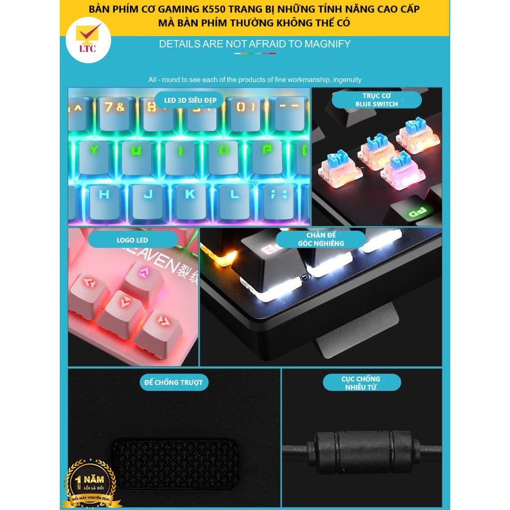 【Hàng sẵn sàng】 Bàn phím cơ gaming máy tính K550, 10 chế độ led khác nhau, thích hợp chơi game, dùng văn phòng cho pc, l | BigBuy360 - bigbuy360.vn
