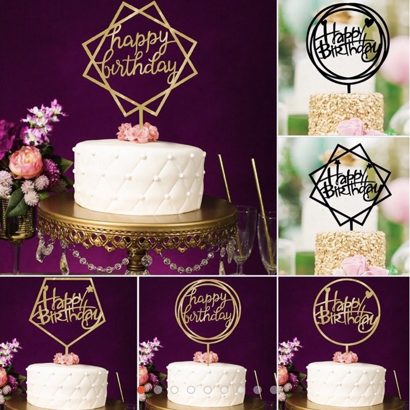 Que cắm chữ Happy Birthday trang trí bánh sinh nhật, bánh rau câu