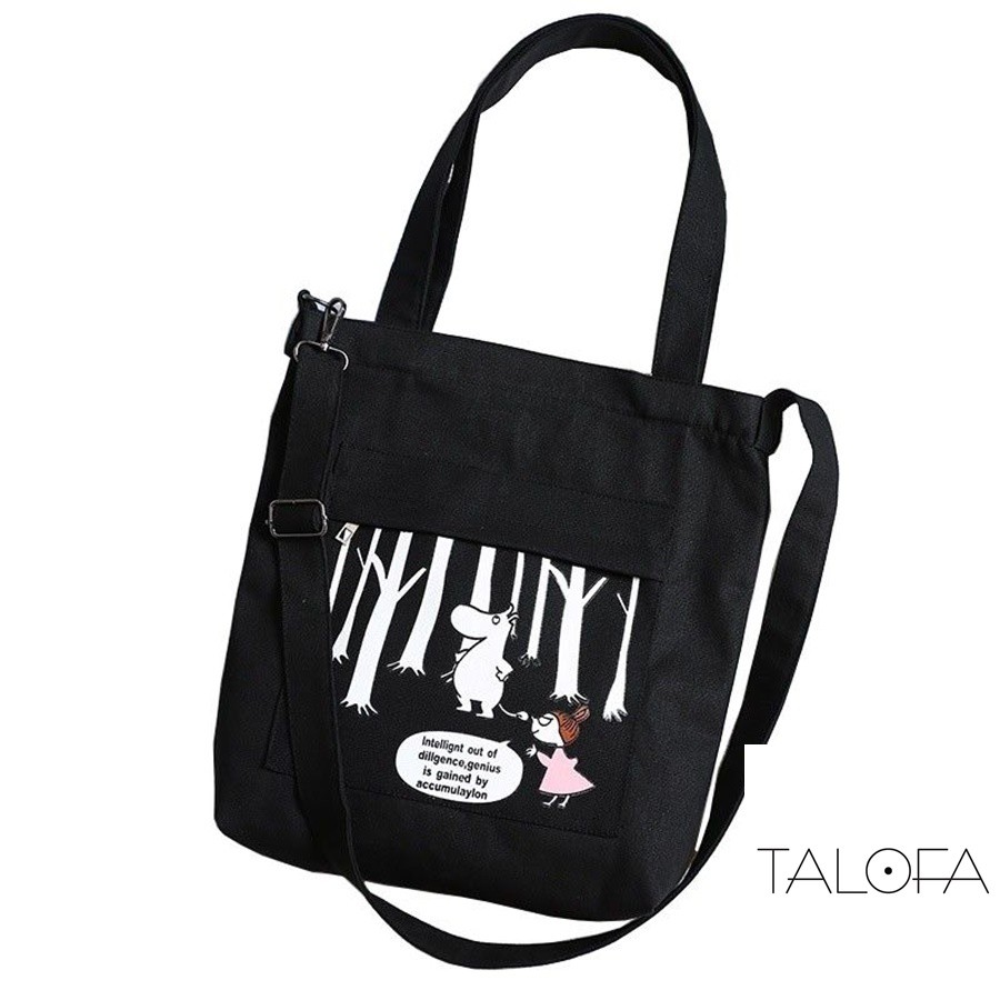 Túi Tote Vải Canvas Em Bé Và Hà Mã Dễ Thương Tiện Dụng [TaLoFa Shop]