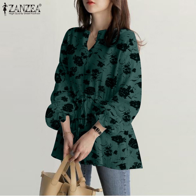 Zanzea Áo Nữ Tay Dài Cổ Chữ V Rút Dây Thời Trang Thanh Lịch