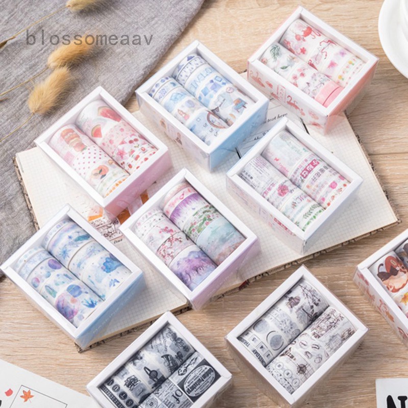 Bộ 10 cuộn băng keo giấy dán trang trí washi họa tiết sự tự do độc đáo dành cho sổ tay sổ lưu niệm DIY