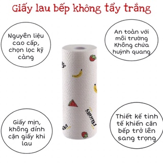 Cuộn giấy lau nhà bếp đa năng màu trắng siêu dai 50 tờ tái sử dụng được nhiều lần thấm hút tốt