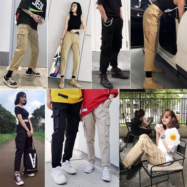 Quần jogger kaki túi hộp màu be hàn quốc cheapy