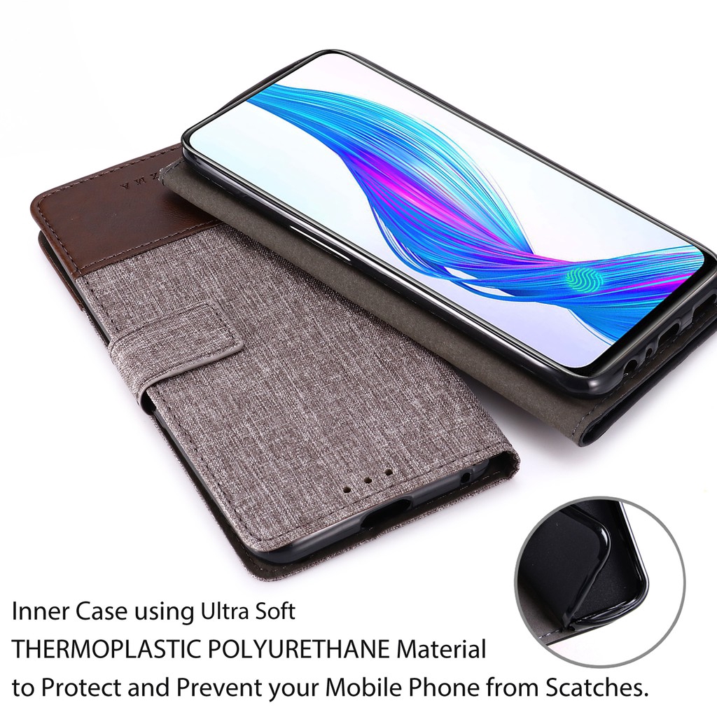 Bao da điện thoại nắp lật vải canvas bảo về toàn diên cho OPPO REALME 5 5 PRO / REALME 3 / REALME X | BigBuy360 - bigbuy360.vn