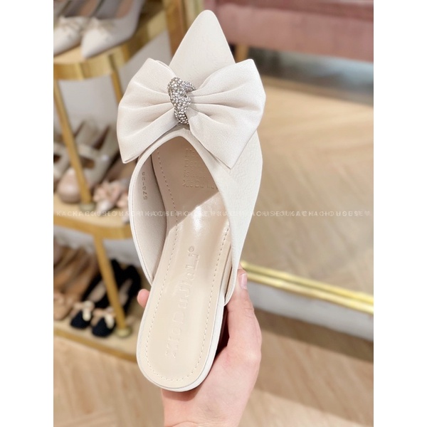 Sục mũi nhọn nơ lụa to cườm 578-25 - kachihouse