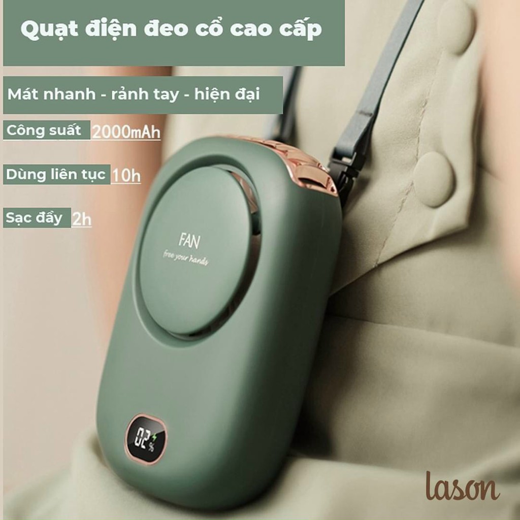 Quạt mini, quạt USB, đeo cổ cầm tay thích hợp dùng ngoài trời ( Hiển thị dung lượng PIN)