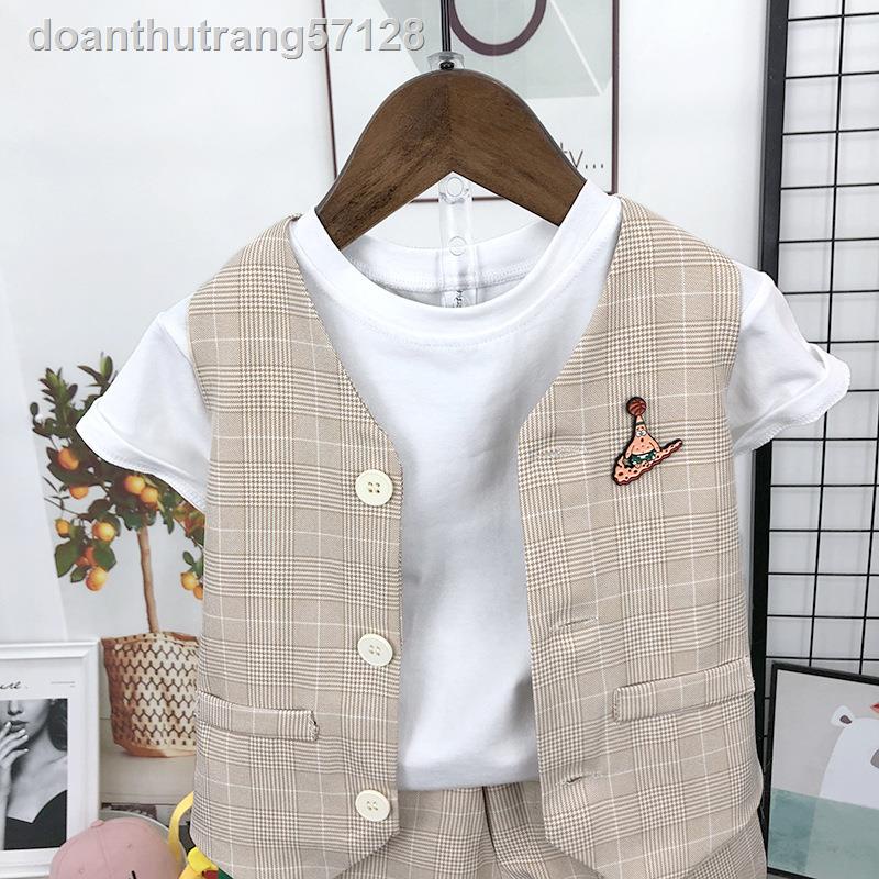 ┅❡℗Bộ vest nam cho bé trai mùa hè 2021 váy hoa ngắn tay bé gái quần đùi hai mảnh Bộ đồ biểu diễn chủ nhà