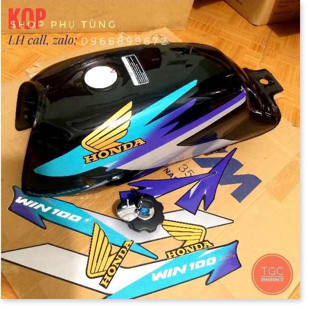 Bình xăng lớn xe win 100 sẵn tem & nắp bình xăng -HCM