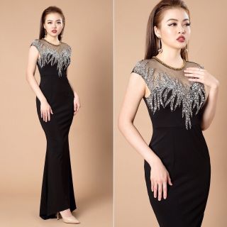 ĐẦM DẠ HỘI KẾT CHUỖI CƯỜM HÀNG THIẾT KẾ CAO CẤP